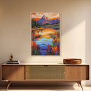 Mountain Autumn, River, Vibrant Reflection Canvas Print, Nature Wall Decor, Cabin or Lodge Living Room Art, Fall Landscape Style