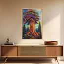 Tree Forest, Fantasy, Nature, Framed Canvas Print, Enchanted Woodland Wall Art, Kids Room or Nature Lover Gift, Boho Forest Decor