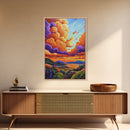Sunset Sky, Coastal View, Vibrant Nature, Canvas Print, Landscape wall art, boho art, colorful sky painting, Living Room Wall Art