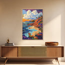 Sunset Beach, Colorful Coastline, Ocean Landscape, Canvas Print, Fall Home Decor, Living Room Wall Art, Dreamy Seaside Painting