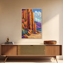 Desert Cliffs and Sea, Coastal Rock Formation, Vibrant Shoreline Scene, Canvas Print, Living Room Wall Art, Bold Nature Painting