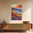 Ocean Sunset, Colorful Beach, Coastal Vibes, Tropical Flowers, Fall Wall Art, Dining Room Decor, Canvas Print, Vibrant Landscape Art