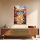 Golden Beach, Sunset Cliffs, Vibrant Ocean Art, Coastal Escape, Fall Color Palette, Canvas Print, Bedroom Wall Art, Tranquil Style