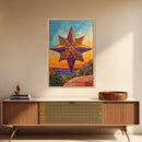 Colorful Starburst Sky, Sunset Mosaic Star Art, Vibrant Landscape Design, Canvas Print, Fall Living Room Decor, Boho Wall Accent