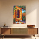 Spanish Doorway Scene, Rustic Home Art, Desert Vibes, Warm Entryway Decor, Framed Canvas Print, Southwestern Kitchen Wall Art