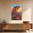 Abstract Bloom, Petals, Rainbow, Framed Canvas Print, bold flower art, modern botanical decor, textured wall piece, Bedroom or Entryway