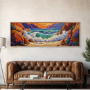 Ocean Wave, Rocky Coast, Vibrant Sunset, Nature Seascape, Framed Canvas Print, Coastal Wall Art, Beach Bathroom Decor, Colorful Seascape Art