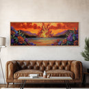 Burning Sky, Sunset Fire, Vibrant Nature, Canvas Print, Fall wall decor, dramatic sky wall art, living room art, abstract art