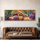 Vibrant Lizard Art, Desert Gecko Painting, Succulent Garden Colors, Framed Canvas Print, Eclectic Kitchen Wall Decor, Animal Art