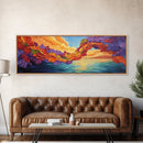 Flower Archway, Colorful Sky, Seaside Sunset, Whimsical Decor, Framed Canvas Print, Romantic Living Room Wall Art