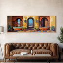 Spanish Courtyard, Bright Doorway, Coastal Decor, Southwest Art, Canvas Print, kitchen wall art, rustic boho art, vibrant home design