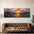 Sunset River, Nature Glow, Autumn Lake, Canvas Print, colorful sunset landscape, rustic mountain scene, Fall decor, cabin wall art
