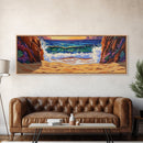 Seaside Cove, Ocean Escape, Beach Waves, Canvas Print, tropical coastal painting, vibrant ocean wall art, bathroom nautical print