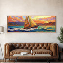 Sunset Sailboat, Coastal Art, Colorful Nautical Scene, Framed Canvas Print, Office Wall Decor, Sailing Gift, Ocean Wall Art
