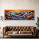 Leaping Salmon, River Fishing Scene, Wildlife Painting, Framed Canvas Print, Cabin Wall Art, Bold Nature Decor, Rustic Style