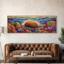 Ocean Splash, Bold Rocks, Sunset Colors, Canvas Print, Vibrant Coastal Art, Abstract Seaside Decor, Living Room Wall Art, Boho Vibes