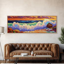Ocean Waves, Splashing Surf, Bold Colors, Framed Canvas Print, Vibrant Coastal Wall Art, Bathroom Beach Decor, Tropical Ocean Vibes