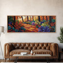 Forest Path, Autumn Leaves, Whimsical Foliage, Canvas Print, Fall Living Room Wall Art, Cozy Nature Decor, Warm Seasonal Aesthetic