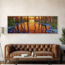 Sunset Reflection, Tranquil Forest, Swamp Scene, Cypress Trees, Framed Canvas Print, Autumn Wall Art, Rustic Decor, Nature Art