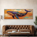 Colorful Whale Art, Ocean Animal, Abstract Sea Life, Nautical Decor, Canvas Print, Coastal Nursery Wall Art, Boho Sea Creature