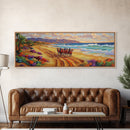 Western Beach Trail, Cowboy Horses Art, Desert Shoreline, Canvas Print, Fall Wall Decor, Rustic Western Style, Living Room Wall Art
