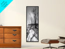 Haunting Tree Silhouettes, Forest Edge, Black White Nature, Desert Trees, Framed Canvas Print, Fall Art, Living Room Wall Art