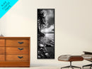 Tree Shoreline, Tranquil Water, Sunset Reflection, Peaceful Horizon, Framed Canvas Print, Nature Photography, Cabin Wall Art