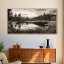Forest Pond Reflection, Tranquil Lake Trees, Serene Nature Scene, Framed Canvas Print, Fall Wall Art, Rustic Cabin Decor, Living Room Wall Art