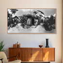 Tropical Beach Shack, Rustic Coastal Decor, Island Vibes, Palm Tree Jungle, Framed Canvas Print, Boho Living Room Wall Art