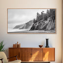 Pacific Coast Cliffs, Moody Nature Photography, Ocean View Landscape, Framed Canvas Print, Coastal Bedroom or Office Wall Art