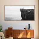 Ocean Cliff, Brave Explorer, Minimal Landscape, Adventure Wall Art, Framed Canvas Print, Modern Home Decor, Inspirational Office Art