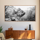 Underwater Fish, Nature Photography, Lake Life Scene, Freshwater Animal, Framed Canvas Print, Bathroom Wall Art, Minimalist Decor