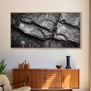 Stone Texture Closeup, Abstract Rock Pattern, Black and White Minimalist, Canvas Print, Modern Wall Art, Office Decor, Earthy Tones