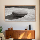 Zen Stone Focus, Natural Simplicity, Black and White Minimalist, Canvas Print, Spa Wall Art, Serene Bathroom Decor, Peaceful Aesthetic