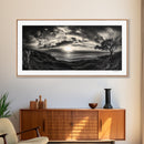Dramatic Ocean Sunset, Coastal Tree, Monochrome Landscape, Canvas Print, Living Room Wall Art, Surreal Nature View, Oceanview Print