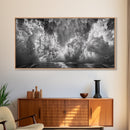 Ocean Splash, Sea Foam, Abstract Water, Coastal Waves, Framed Canvas Print, bathroom wall art, modern ocean photography, moody water art
