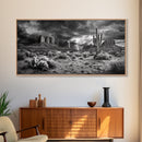 Desert Storm Scene, Lightning Landscape, Southwest Art, Dramatic Skies, Framed Canvas Print, Western Wall Art, Rustic Living Room Decor