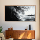 Ocean Wave Curl, Surf Tunnel, Tropical Coastline, Framed Canvas Print, Coastal Wall Art, Beach House Decor, Nature Photography