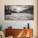 Mountain River Rapids, Adventure Landscape, Moody Forest Wall Art, Nature Explorer Vibes, Rustic Cabin Decor, Canvas Print