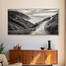 Cliffside Trail Path, Coastal Hiking Print, Rugged Ocean View, Nature Adventure Wall Art, Rustic Modern Decor, Framed Canvas Print