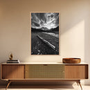 Mountain Sunrise Drift, Alpine Peak Glow, Majestic Morning View, Framed Canvas Print, Entryway Wall Art, Moody Nature Decor, Cabin Style