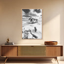 Frozen Cabin Scene, Snowy Landscape, Winter Monochrome, Canvas Print, Cabin Wall Art, Rustic Winter Decor, Nature Photography