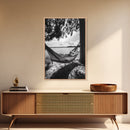 Hammock Lake View, Peaceful Retreat, Summer Breeze, Canvas Print, Boho Outdoor Art, Bedroom Relaxation Decor, Minimalist Coastal Vibe
