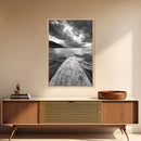 Stormy Sea, Paddle Board, Dramatic Sky, Ocean Adventure, Framed Canvas Print, Den Wall Art, Nautical Minimalist Decor, bedroom wall art