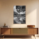 Tropical Palm, Reflected Sky, Nature Tranquility, Canvas Print, boho wall decor, bathroom art, tropical reflection photography
