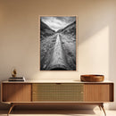 Industrial Line, Utility Pipe, Grunge Road, Canvas Print, Black White Photography, Modern Loft Decor, Urban Wall Art, Minimalist Style
