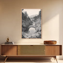 Forest Coast, Rocky Shore, Ocean View, Framed Canvas Print, Serene Nature Wall Art, Bathroom or Hallway Decor, Pacific Northwest Style