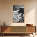 Stormy Coastline, Ocean Waves, Seaside House, Canvas Print, Coastal Wall Art, Beach House Decor, Nautical Photography, Moody Art