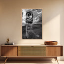 Tribal Totem, Ancient Spirit, Cultural Power, Canvas Print, Rustic Wall Art, Boho Living Room Decor, Ethnic History Accent