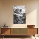 Volcanic Eruption Smoke, Lava Rocks, Earth Energy, Fiery Terrain, Framed Canvas Print, Office Wall Art, Dramatic Nature Landscape